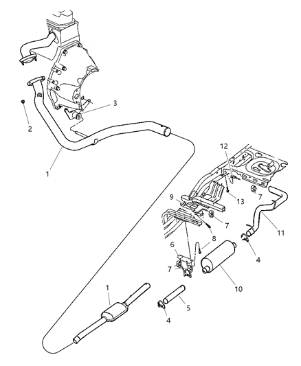 2002 Dodge Dakota Tail Pipe Diagram for 52103250AC