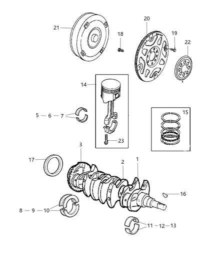 2005 Chrysler PT Cruiser Crankshaft , Piston , Torque Converter And Drive Plate Diagram 4 - Thumbnail