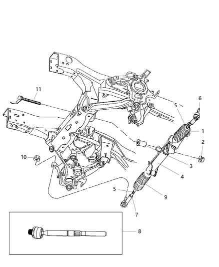 2011 Dodge Dakota Tie Rod Kit Inner End Diagram for 68040227AB