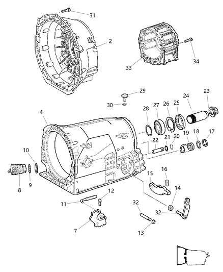 2005 Dodge Magnum Nut Transmission Case Fittings for Cooler Tubes Diagram for 4799433AB