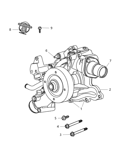 2007 Chrysler Aspen Water Pump & Related Parts Diagram 2 - Thumbnail
