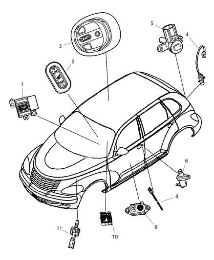 2004 Chrysler PT Cruiser Switch And Bezel Power Window Diagram for XC471DVAA