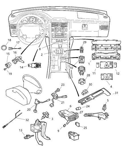 2006 Chrysler Crossfire On/Off Switch Diagram for 5114488AA