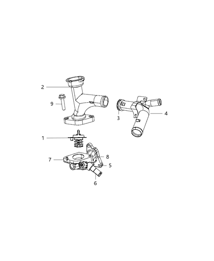 2008 Chrysler PT Cruiser Thermostat & Related Parts Diagram 2 - Thumbnail