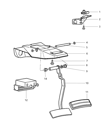 2001 Dodge Ram 1500 Bracket Brake Lamp Switch Diagram for 56045044AC