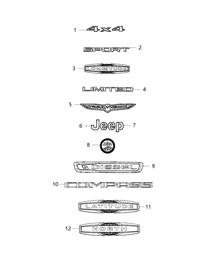 2020 Jeep Compass Nameplate, Rear Diagram for 68243732AA