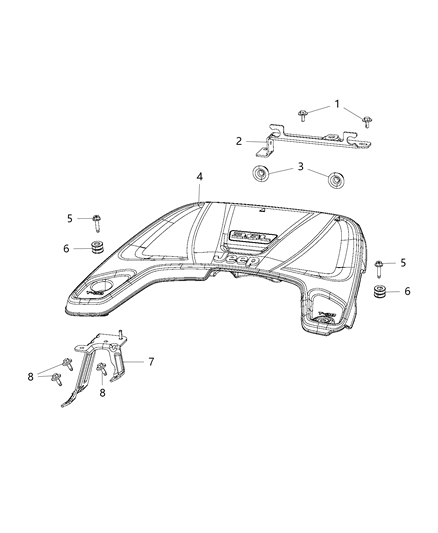 2018 Jeep Wrangler All-new Model Engine Cover & Related Parts Diagram 4 - Thumbnail