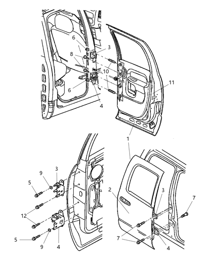 2006 Dodge Ram 1500 Door Shell, Rear Driver Side Diagram for 5183437AB