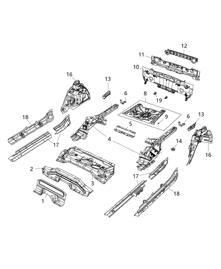 2020 Jeep Renegade Floor Crossmember, Rear Diagram for 68472031AA