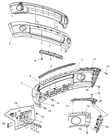 2008 Dodge Ram 3500 Panel Front Bumper Diagram for 55077773AA
