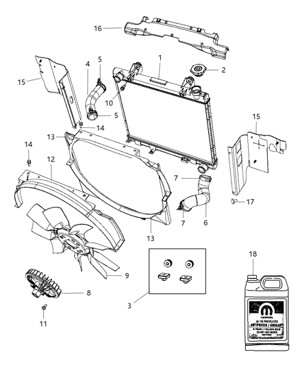 2011 Dodge Dakota Radiator Engine Cooling, 25 Pc Min Qty Mix & Match Diagram for 2AMR2883AA