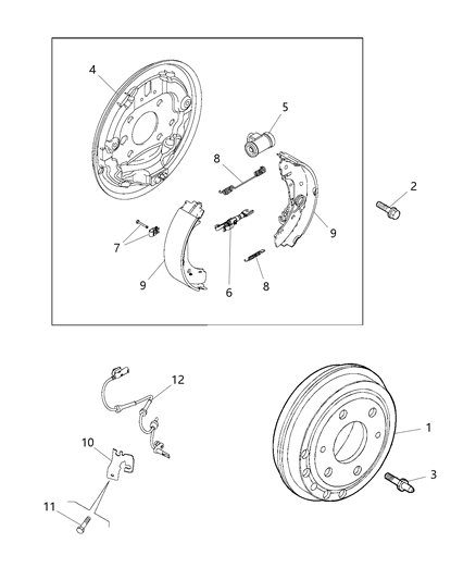 2015 Ram ProMaster City Sensor Anti-Lock Brakes, Rear Diagram for 68261733AA