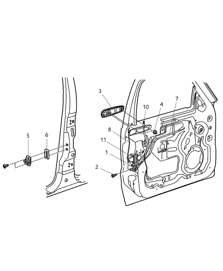 2004 Jeep Liberty Latch Front Door Diagram for 55360611AD