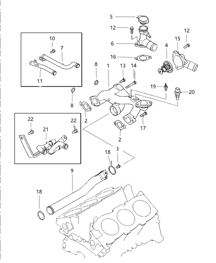 1997 Dodge Avenger Thermostat & Related Parts Diagram 1 - Thumbnail