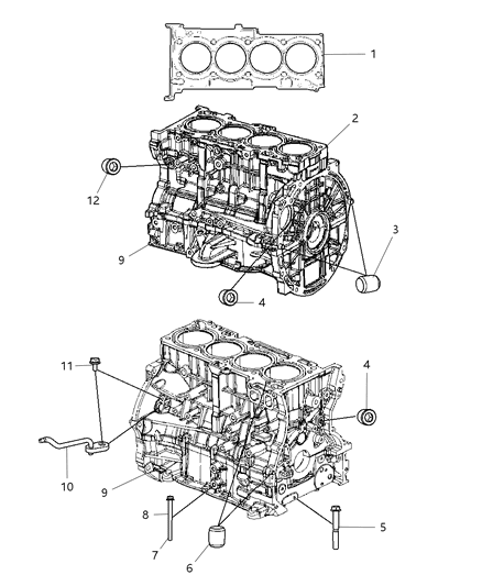 2007 Chrysler Sebring Cylinder Block & Hardware & Components Diagram 2 - Thumbnail