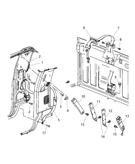 2009 Dodge Ram 3500 Pickup Seat Belts Front Diagram 3 - Thumbnail