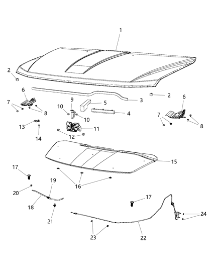 2018 Dodge Journey Hood & Related Parts Diagram