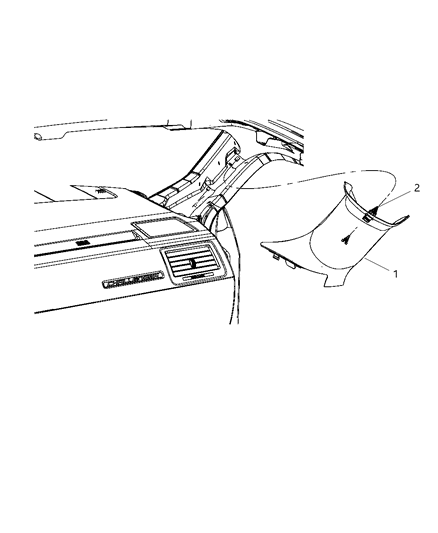 2014 Dodge Challenger Interior Moldings And Pillars - A Pillar Diagram