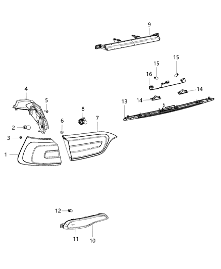 2014 Jeep Cherokee Lamp Rear Fog Diagram for 68102876AC