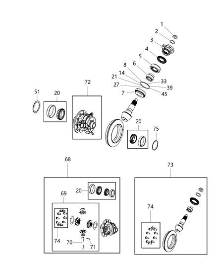 2020 Jeep Wrangler Differential Assembly, Front Diagram 2 - Thumbnail