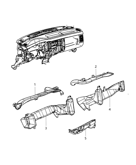 2004 Dodge Dakota Duct A/C And Heater Diagram for 5019391AA