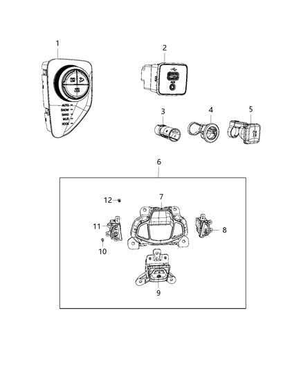 2019 Jeep Compass Switch Assembly Diagram for 6MF43LXHAA