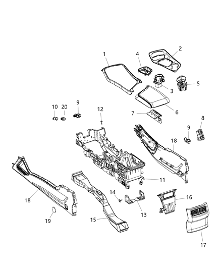 2020 Dodge Challenger Bezel Gear Shift Indicator Diagram for 6TQ281X8AA