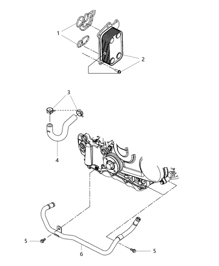 2017 Jeep Wrangler Engine Oil , Filter , Adapter & Housing / Oil Cooler & Tubes Diagram 1 - Thumbnail