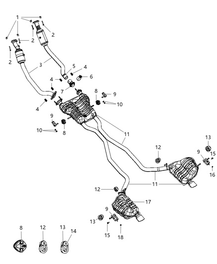 2012 Jeep Grand Cherokee Muffler W/Tpipe Diagram for 5147570AD