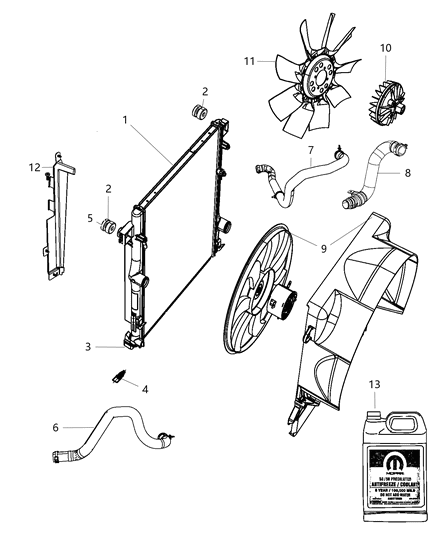 2009 Jeep Liberty Radiator Engine Cooling Diagram for 68003966AB