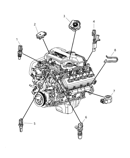 2005 Dodge Durango Sensors - Engine Diagram 3 - Thumbnail