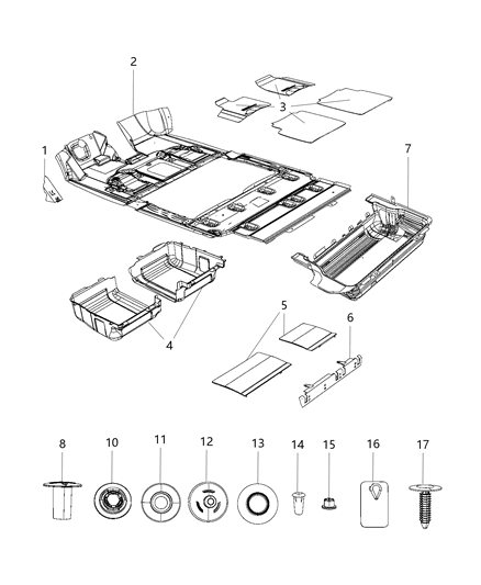 2018 Dodge Grand Caravan Insert Floor Tubular Carpet Insert Diagram for ZQ93DX9AF