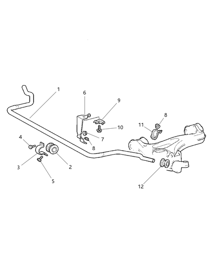 2008 Chrysler Crossfire Stabilizer Bar Upper Bushing, Front Diagram for 5098933AA