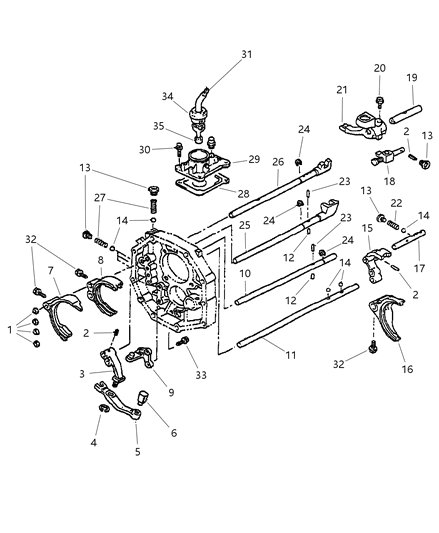 1999 Dodge Dakota Fork & Rail of Manual Transmission Diagram 1 - Thumbnail
