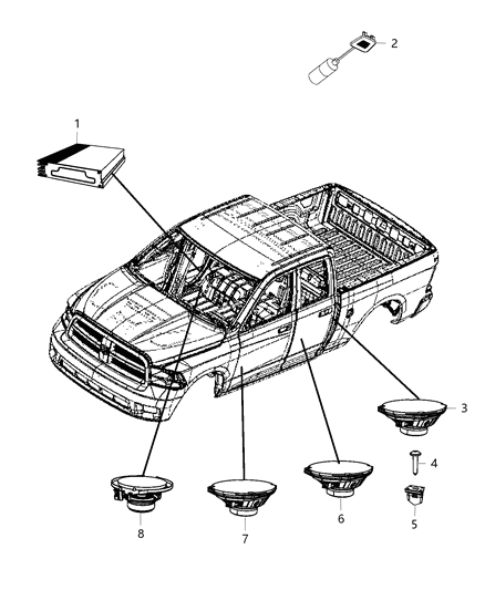 2017 Ram 3500 Cab Chassis(<10K lb.) Speakers, Amplifiers, And Microphones Diagram