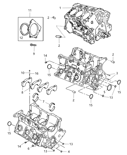 2010 Jeep Wrangler Engine Cylinder Block & Hardware Diagram 2 - Thumbnail