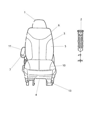 2008 Chrysler Town & Country Headrest Front Diagram for 1JA901S3AA