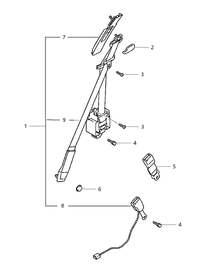 2000 Dodge Avenger Seat Belt Front Outer Diagram for MR765186