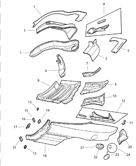 1999 Chrysler Sebring Splash Shield Diagram for 5256761