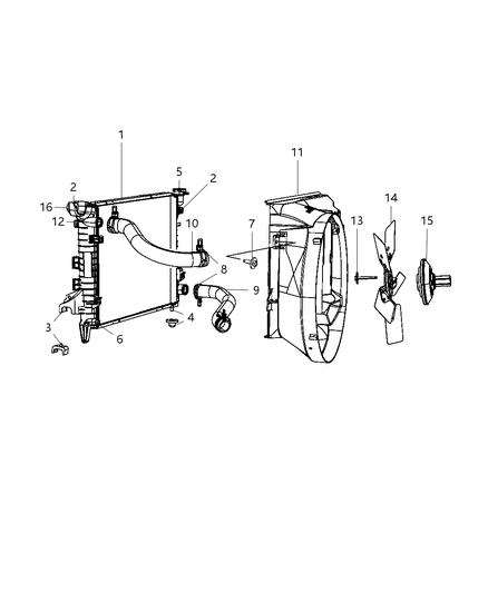 2008 Dodge Ram 2500 Radiator & Related Parts Diagram 1 - Thumbnail