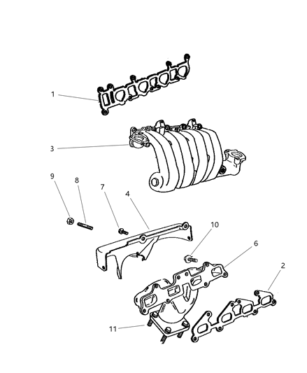1997 Chrysler Cirrus Manifolds - Intake & Exhaust Diagram 2 - Thumbnail