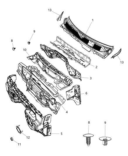 2020 Ram 2500 Cowl, Dash Panel & Related Parts Diagram