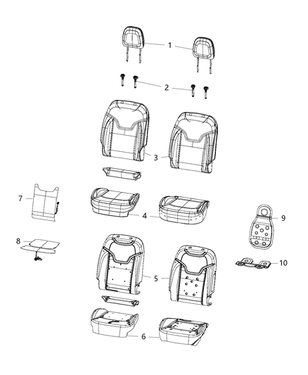 2020 Jeep Compass Front Seat, Bucket Diagram 4 - Thumbnail