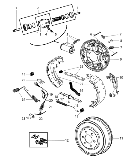 1999 Dodge Dakota Brakes, Rear Diagram 2 - Thumbnail
