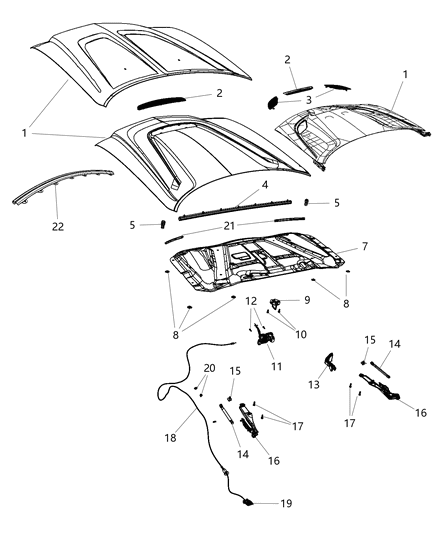 2015 Dodge Charger Mucket Cowl Wiper Pivot Diagram for 68040243AC