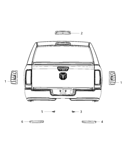 2020 Ram 3500 Lamp Tail Diagram for 68361724AD