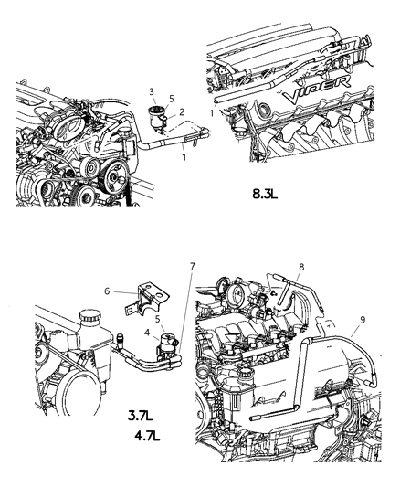 2005 Dodge Ram 1500 Vacuum Harness Diagram for 5029496AD