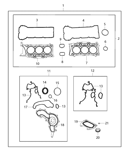 2014 Chrysler Town & Country Thermostat Gasket Diagram for 5184894AA
