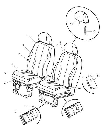 2007 Chrysler PT Cruiser Front Seat Diagram 2 - Thumbnail