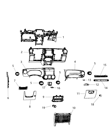 2014 Jeep Wrangler Instrument Panel of Interior Trim Diagram 1 - Thumbnail